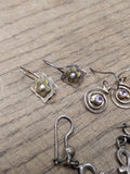 Vtg 925 Sterling Silver Earring Lot w/Modernist Southwest Amethyst? Turquois?