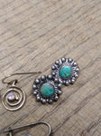 Vtg 925 Sterling Silver Earring Lot w/Modernist Southwest Amethyst? Turquois?
