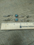 Vtg 925 Sterling Silver Earring Lot w/Modernist Southwest Amethyst? Turquois?