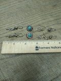 Vtg 925 Sterling Silver Earring Lot w/Modernist Southwest Amethyst? Turquois?
