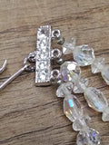 Vtg Faceted Glass Multi Strand 16+ Inch Necklace and Clip On Earring Set w/Box