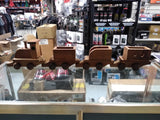 Vtg Hand Made Wooden Railroad Train Locomotive Toy with 3 Cars 40 inches Long!