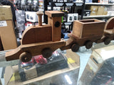 Vtg Hand Made Wooden Railroad Train Locomotive Toy with 3 Cars 40 inches Long!