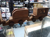 Vtg Hand Made Wooden Railroad Train Locomotive Toy with 3 Cars 40 inches Long!