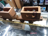 Vtg Hand Made Wooden Railroad Train Locomotive Toy with 3 Cars 40 inches Long!