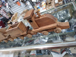 Vtg Hand Made Wooden Railroad Train Locomotive Toy with 3 Cars 40 inches Long!