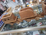 Vtg Hand Made Wooden Railroad Train Locomotive Toy with 3 Cars 40 inches Long!