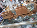 Vtg Hand Made Wooden Railroad Train Locomotive Toy with 3 Cars 40 inches Long!
