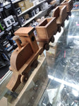Vtg Hand Made Wooden Railroad Train Locomotive Toy with 3 Cars 40 inches Long!