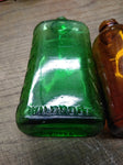 Vtg 6 Piece Decorative Glass Bottle Lot Wildroot Vicks Medicine Green Blue Brown