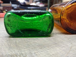 Vtg 6 Piece Decorative Glass Bottle Lot Wildroot Vicks Medicine Green Blue Brown