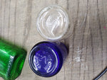 Vtg 6 Piece Decorative Glass Bottle Lot Wildroot Vicks Medicine Green Blue Brown