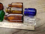 Vtg 6 Piece Decorative Glass Bottle Lot Wildroot Vicks Medicine Green Blue Brown
