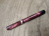 Vtg Signature Fountain Pen14K Gold Plated Nib Marbled Magenta Very Nice!