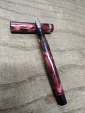 Vtg Signature Fountain Pen14K Gold Plated Nib Marbled Magenta Very Nice!