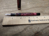 Vtg Signature Fountain Pen14K Gold Plated Nib Marbled Magenta Very Nice!