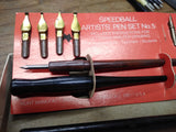 Vtg HUNT Speedball Artists Dip Pen Set No 5 w/Extras Calligraphy Original Box!
