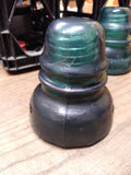 Vtg Hemingray No 40 Dark Green Emerald Glass Insulator with Bubbles and Swirls