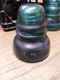 Vtg Hemingray No 40 Dark Green Emerald Glass Insulator with Bubbles and Swirls