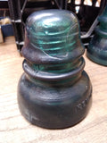 Vtg Hemingray No 40 Dark Green Emerald Glass Insulator with Bubbles and Swirls