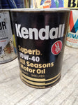 Vtg 1 Quart Kendall Superb All Seasons Cardboard Motor Oil Can SAE 10W 40