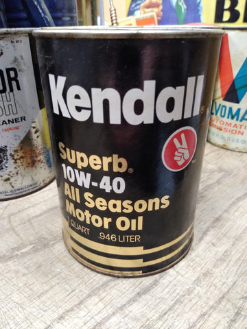 Vtg 1 Quart Kendall Superb All Seasons Cardboard Motor Oil Can SAE 10W 40