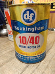 Vtg 1 Quart DF Buckingham 10/40 Deluxe Motor Oil High Detergency Carboard Can