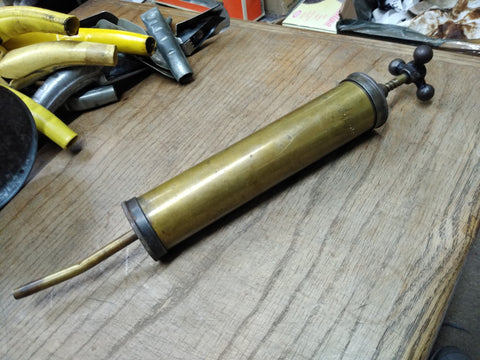 Vtg Brass 15 Inch Grease Gun Tool Automobile Farm Tractor Motorcycle Machinery