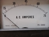 Vtg Simpson Model 2153 MD AC Amperes Meter 0-75 Amps 3" x 3" Steampunk