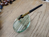 Vtg Sheaffers White Dot Lifetime Fountain Pen Desk Set Green Glass Base Nice Nib