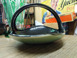 Vtg Unmarked McCoy Holland? Pottery Green Black Glazed Basket Candy Dish Planter