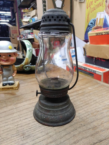 Vtg Antique Early Ice Skaters Kerosene Oil Lamp Lantern 7" Rare Collecitble!
