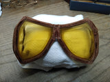 Vtg Yellow Tint Fold up Pocket Motorcycle Riding Protective Vented Goggles