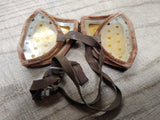 Vtg Yellow Tint Fold up Pocket Motorcycle Riding Protective Vented Goggles