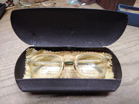Vtg AO American Optical Bi Focal Industrial Glass Lens Safety Goggles Orig Case!
