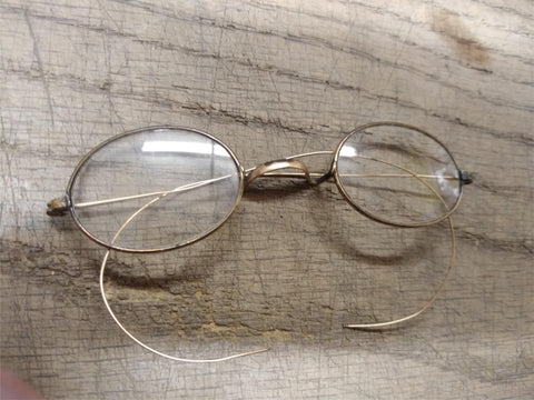 Vtg Antique Gold Filled Wire Rim Oval Glass Prescription Lens Eye Glasses Nice!