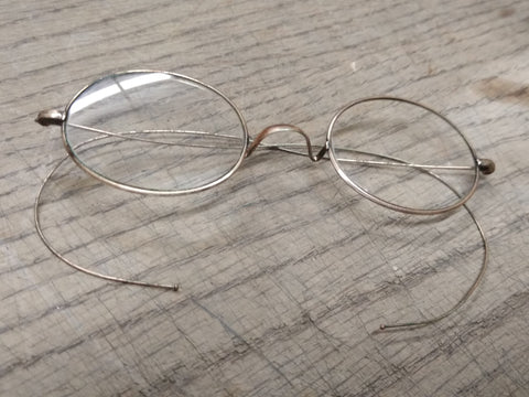 Vtg Antique GFI Gold Filled Full Wire Rim Oval Prescription Lens Eye Glasses!