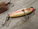 Vtg 2 Piece Fishing Lure Lot Wooden Glass? Eye Hand Made Deer Hair Treble Hook