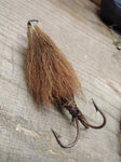 Vtg 2 Piece Fishing Lure Lot Wooden Glass? Eye Hand Made Deer Hair Treble Hook