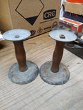 Vtg Antique Pair of Hog Pig Scrapers Double Ended Primitive Candle Holders