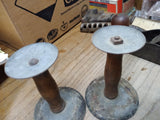 Vtg Antique Pair of Hog Pig Scrapers Double Ended Primitive Candle Holders