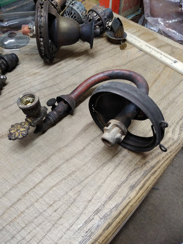 Vtg Antique Gas Wall Ceiling Lamp Light Burner Fixture Brass Hardware Parts Lot