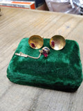 Vtg 2 Pc Set Cufflink Tie Clip Lot Swank Moon Stone Gentry Garnet Original Boxes