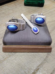 Vtg 2 Pc Set Cufflink Tie Clip Lot Swank Moon Stone Gentry Garnet Original Boxes
