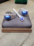Vtg 2 Pc Set Cufflink Tie Clip Lot Swank Moon Stone Gentry Garnet Original Boxes