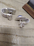 Vtg 2 Pc Set Cufflink Tie Clip Lot Swank Moon Stone Gentry Garnet Original Boxes