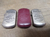 Vtg 3 Pc Cigarette Lighter Lot Winston NO BULL and Leather Cover Select Trading