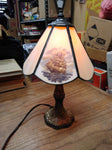 Vtg Mini Brass Lamp Slag Glass Sailing Ship Lamp Shade 11" Tall 84" Cord Works!