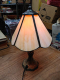 Vtg Mini Brass Lamp Slag Glass Sailing Ship Lamp Shade 11" Tall 84" Cord Works!