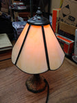 Vtg Mini Brass Lamp Slag Glass Sailing Ship Lamp Shade 11" Tall 84" Cord Works!